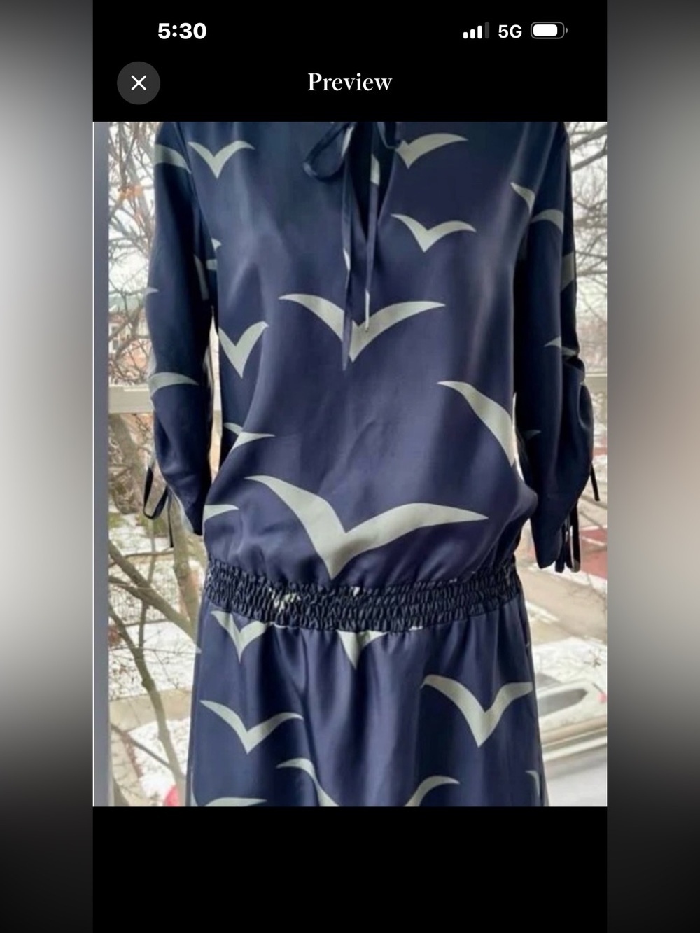 Laundry By Shelli Segal Navy Blue Tunic with Light Blue Seagull Print